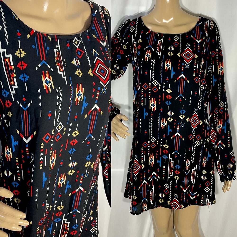 Y2K Charlotte Russe Med Southwestern Scoop Sheath Babydoll Dress Womens